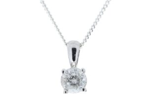 9ct White Gold Single Stone Four Claw Set Diamond Pendant 0.33 Carats