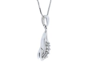 9ct White Gold Three Stone Claw Set Diamond Pendant 0.10 Carats