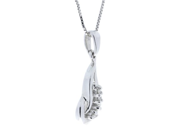 9ct White Gold Three Stone Claw Set Diamond Pendant 0.10 Carats - Image 2