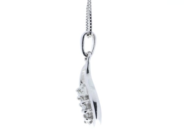 9ct White Gold Three Stone Claw Set Diamond Pendant 0.10 Carats - Image 3