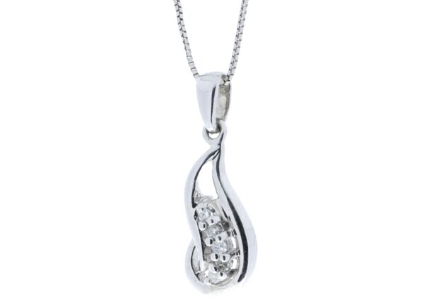 9ct White Gold Three Stone Claw Set Diamond Pendant 0.10 Carats - Image 4