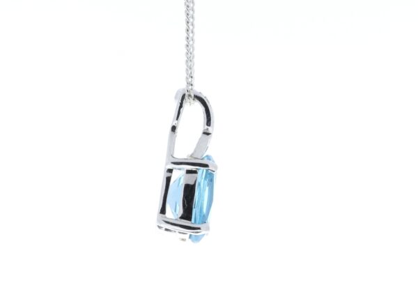 9ct White Gold Diamond And Blue Topaz Pendant 0.01 Carats - Image 3