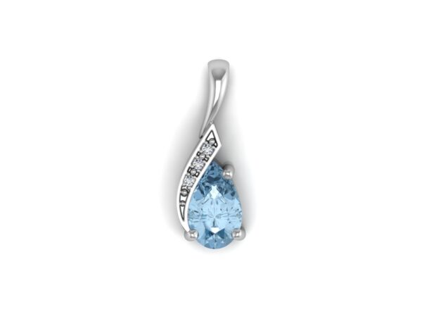 9ct White Gold Diamond And Blue Topaz Pendant (BT 0.96) 0.01