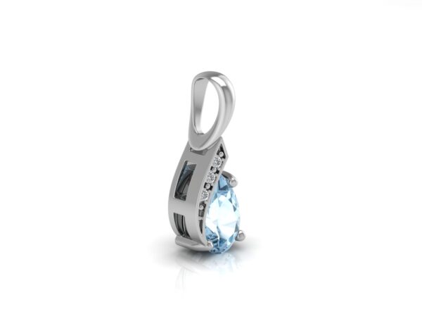 9ct White Gold Diamond And Blue Topaz Pendant (BT 0.96) 0.01 - Image 3