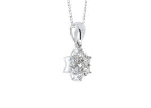 9ct White Gold Diamond Cluster Pendant 0.45 Carats