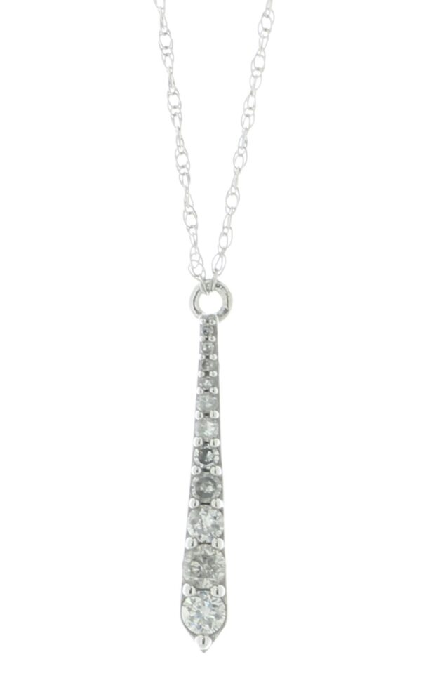 9ct White Gold Diamond Bar Pendant And 18" Chain 0.16