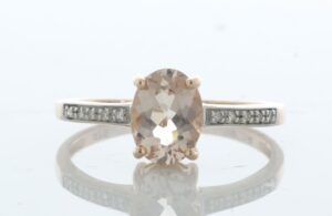 9ct Rose Gold Oval Cut Morganite and Diamond Ring (MG1.00) 0.04