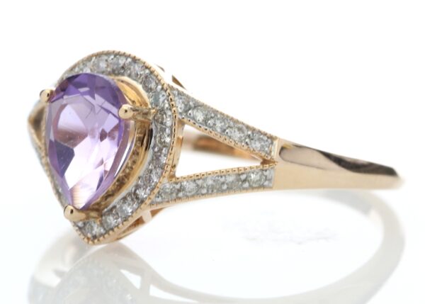 9ct Rose Gold Amethyst And Diamond Cluster Ring 0.21 Carats - Image 2