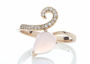 9ct Rose Gold Ladies Dress Diamond And Rose Quartz Ring (0.63) 0.09 Carats