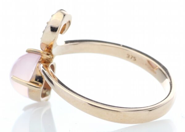 9ct Rose Gold Ladies Dress Diamond And Rose Quartz Ring (0.63) 0.09 Carats - Image 3