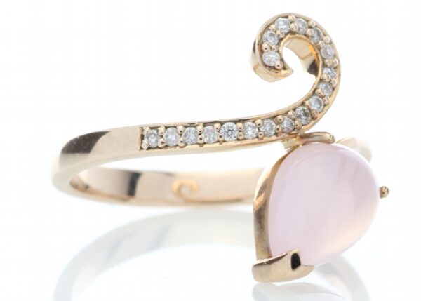 9ct Rose Gold Ladies Dress Diamond And Rose Quartz Ring (0.63) 0.09 Carats - Image 4