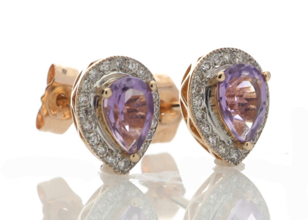 9ct Rose Gold Amethyst Diamond Earring 0.20 Carats - Image 4