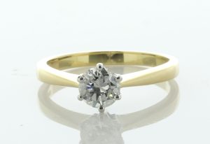 18ct Yellow Gold Single Stone Six Claw Set Diamond Ring 0.79