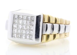 18ct Yellow Gold Gents Diamond Signet Ring 1.25 Carats