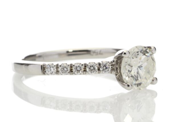 18ct White Gold Single Stone Diamond Ring With Stone Set Shoulders (1.07) 1.25 Carats - Image 4