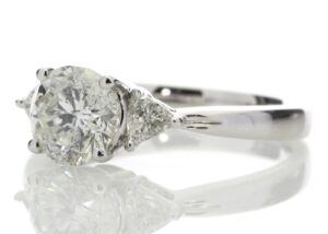 18ct White Gold Single Stone Claw Set With Stone Set Shoulders Diamond Ring (1.38) 1.59 Carats