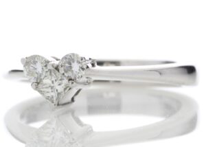 18ct White Gold Single Stone Heart style Cut Diamond Ring 0.38 Carats