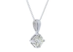 18ct White Gold Single Stone Four Claw Set Diamond Pendant 0.50 Carats