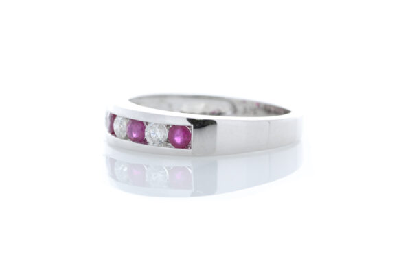 9ct White Gold Channel Set Semi Eternity Diamond And Ruby Ring (R0.30) 0.25 - Image 2