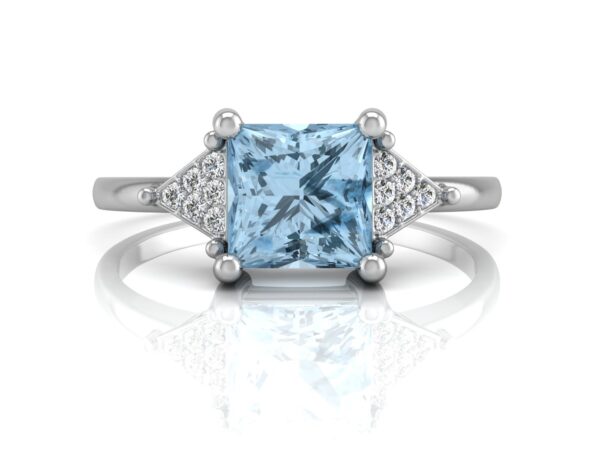 9ct White Gold Diamond And Blue Topaz Ring 0.06 Carats - Image 4