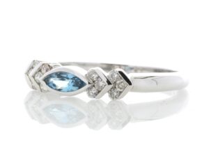 9ct White Gold Blue Topaz Diamond Ring 0.17 Carats